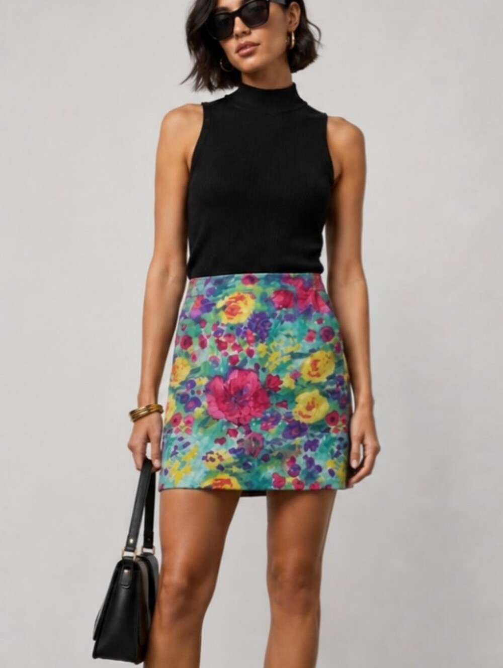 The Limited Floral Watercolor Pencil Skirt Size 10 Bright Spring Garden Print